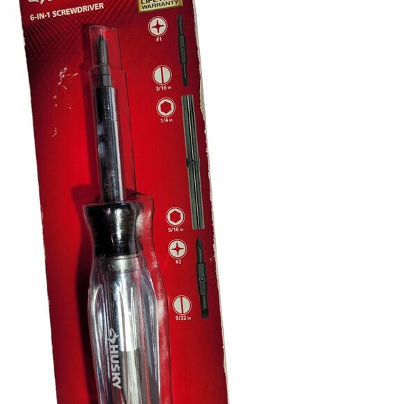 Husky 6-in-1 Screwdriver Clear Plastic Handle 1002-646-248 - Picture 4 of 6